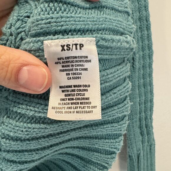 Aeropostale Cardigan Sweater Hooded Crochet Button Front Aqua Y2K Women sz XS - Picture 4 of 8